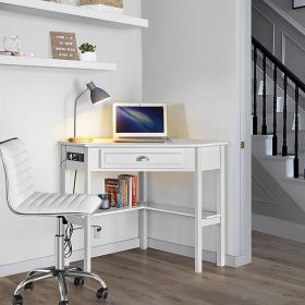 Yaheetech L Shaped Corner Computer Desk With Power Outlets, Reversible Triangle Workstation With USB Ports And Hook For Small Space, Modern Home Offic