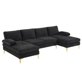 U-Shaped 4-Seat Indoor Modular Sofa Black