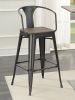 Dark Elm and Matte Black Bar Height Stool (Set of 2)