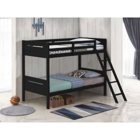 Black Twin/Twin Bunk Bed with Built-in Ladder