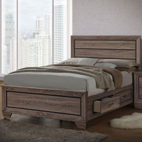 Washed Taupe Queen Storage Bed