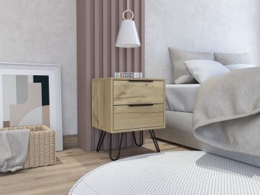 Nuvo 2 Nightstand,Two Drawers, Hairpin Legs