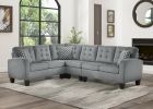 Gray Reversible 4-Piece Sectional Sofa Tufted Detail Textured Fabric Upholstered Solid Wood Contemporary Living Room Furniture L-Shape Sofa Couch