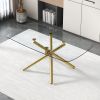 Large Modern Minimalist Rectangular Glass Dining Table for 6-8 with 0.39" Tempered Glass Tabletop and Golden Plated Metal Legs,for Kitchen Dining Livi