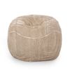 Vida 5 Foot Rounded Faux Fur Bean Bag, Snow White/ Beige