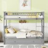 Twin over Twin Bunk Bed with Twin Size Trundle, Convertible Beds, Gray