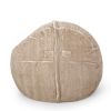 Vida 5 Foot Rounded Faux Fur Bean Bag, Snow White/ Beige