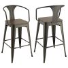 Dark Elm and Matte Black Bar Height Stool (Set of 2)