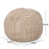 Vida 5 Foot Rounded Faux Fur Bean Bag, Snow White/ Beige