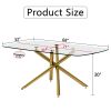 Large Modern Minimalist Rectangular Glass Dining Table for 6-8 with 0.39" Tempered Glass Tabletop and Golden Plated Metal Legs,for Kitchen Dining Livi