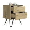 Nuvo 2 Nightstand,Two Drawers, Hairpin Legs