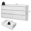 FCH 6 Drawer Double Dresser for Bedroom, Wide Storage Cabinet for Living Room Home Entryway, White