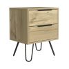 Nuvo 2 Nightstand,Two Drawers, Hairpin Legs