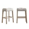 CoCo Upholstered Backless Saddle Seat Bar Stools 29" height Set of 2, Tan