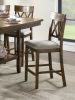 Light Oak Finish Counter Height Chairs Set of 2 Padded Seat Double Cross Back Wooden Kitchen Dining Funiture