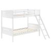 White Twin/Twin Bunk Bed with Built-in Ladder