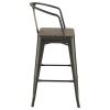 Dark Elm and Matte Black Bar Height Stool (Set of 2)