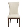 Modern Traditional Side Chairs Set of 2 Off-White Fabric Upholstered Back Seat Nailhead Trim Dark Cherry Finish Wooden Dining Furniture