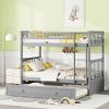 Twin over Twin Bunk Bed with Twin Size Trundle, Convertible Beds, Gray