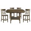 Light Oak Finish Counter Height Chairs Set of 2 Padded Seat Double Cross Back Wooden Kitchen Dining Funiture